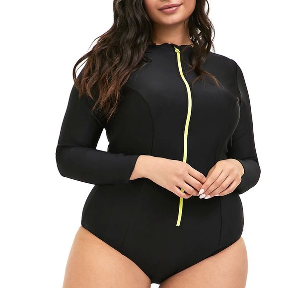 2X or 4X Torrid One Piece Zip Rashguard Swimsuit